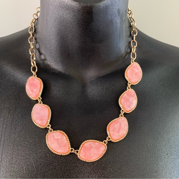 Sugarfix Pink Resin Gold Tone Statement Necklace - Picture 5 of 6